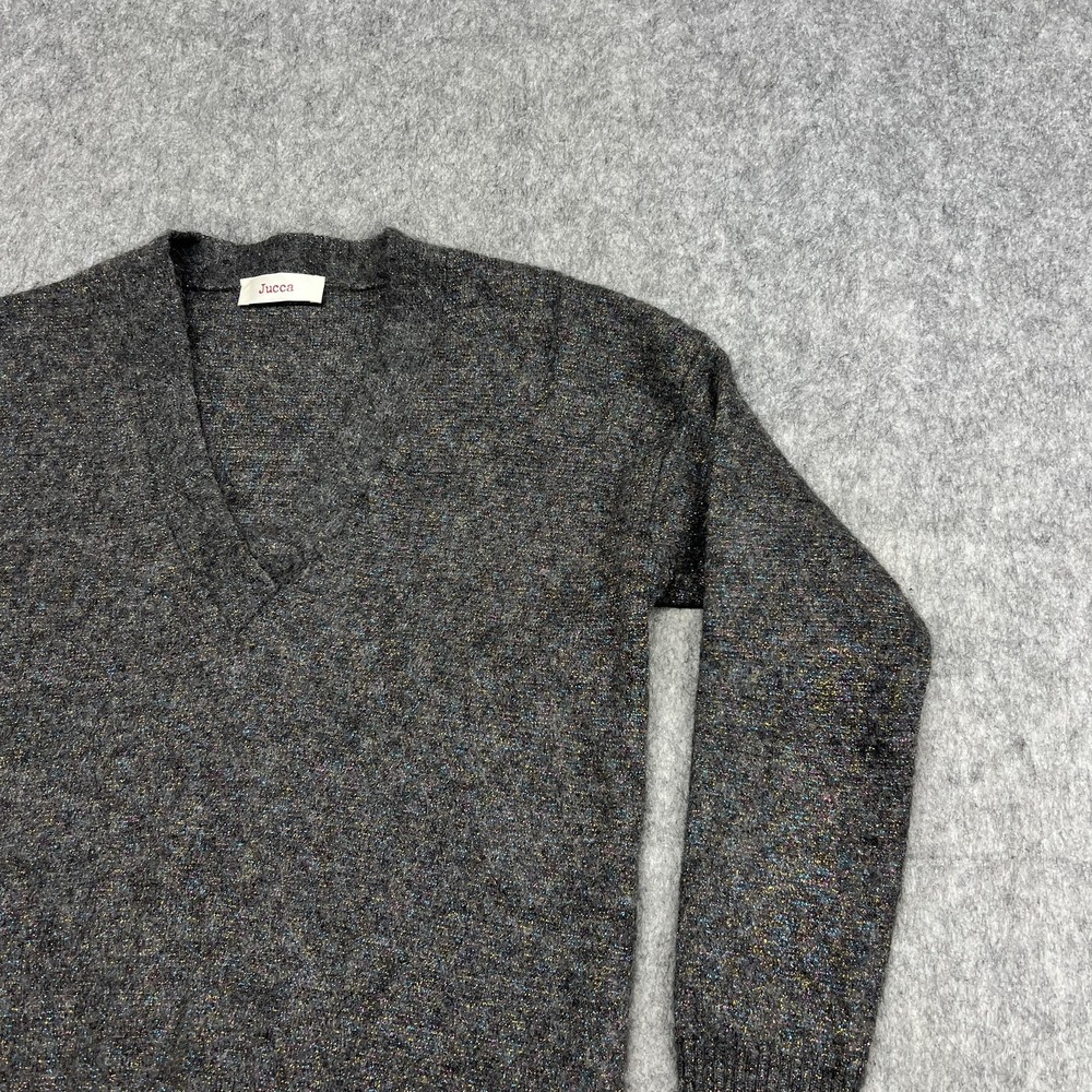 Jucca Sweater Womens Small Gray Mohair Blend V Neck Knit Pullover Made Italy‎ - Picture 6 of 16